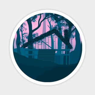 CABIN IN THE WOODS PURPLE PINK SKY Magnet